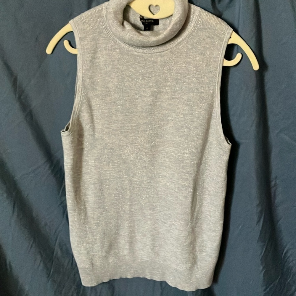 Banana Republic: Silver Sparkle Turtleneck Sweater Tank Top- M